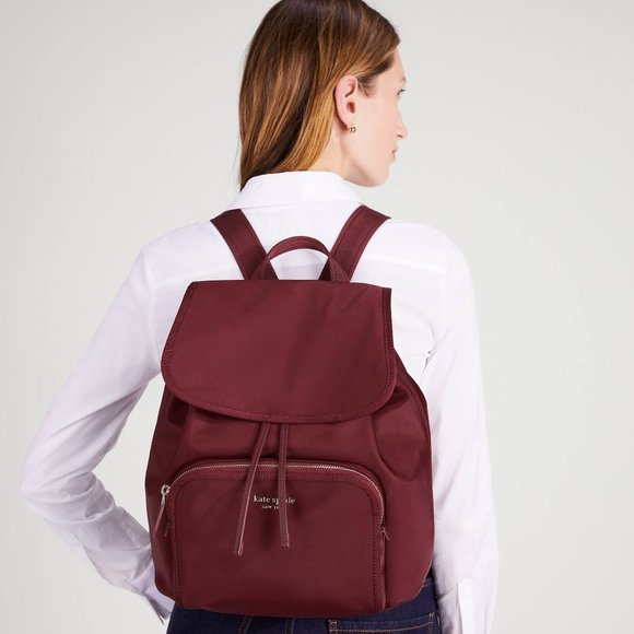 New Kate Spade Sam Medium Backpack the Little Better Nylon Dark Merlot main image 4